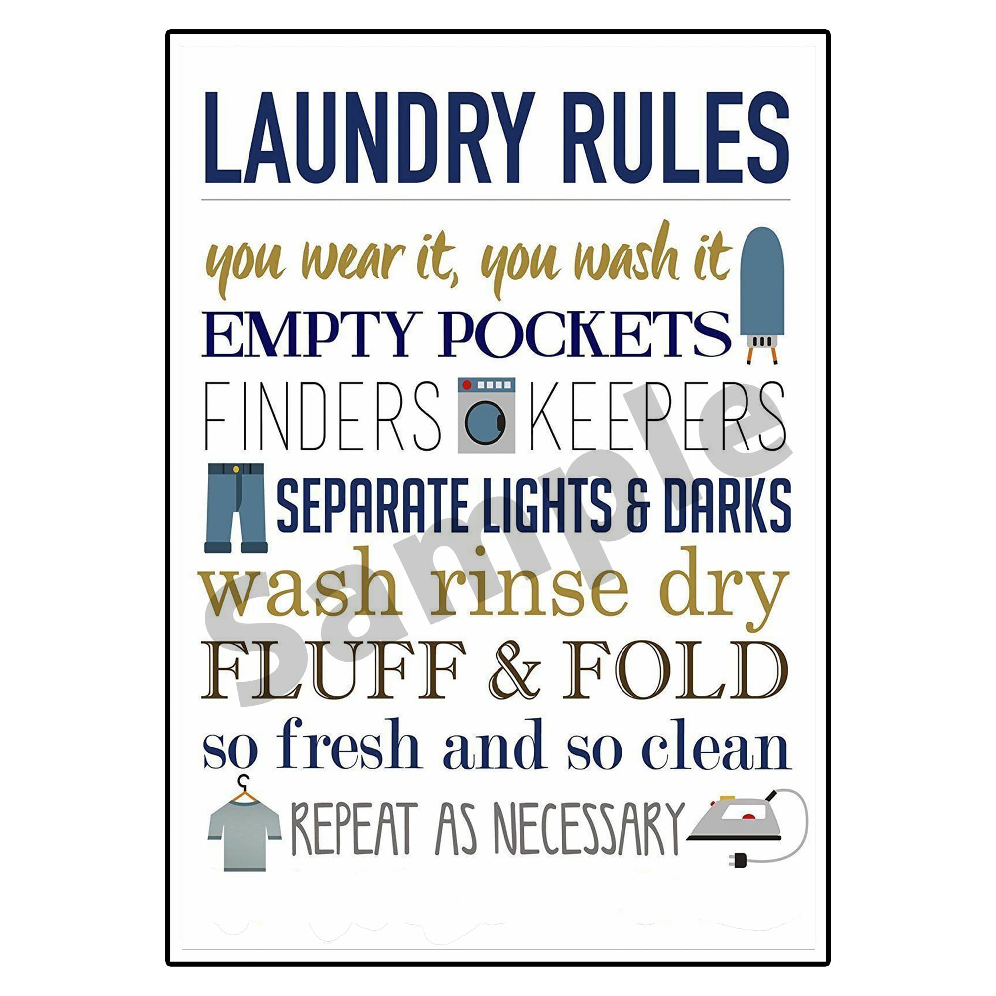Funny Laundry Metal Sign, Wash Room, Washing Machine, Wash It Wear (Small A5 200x150mm)