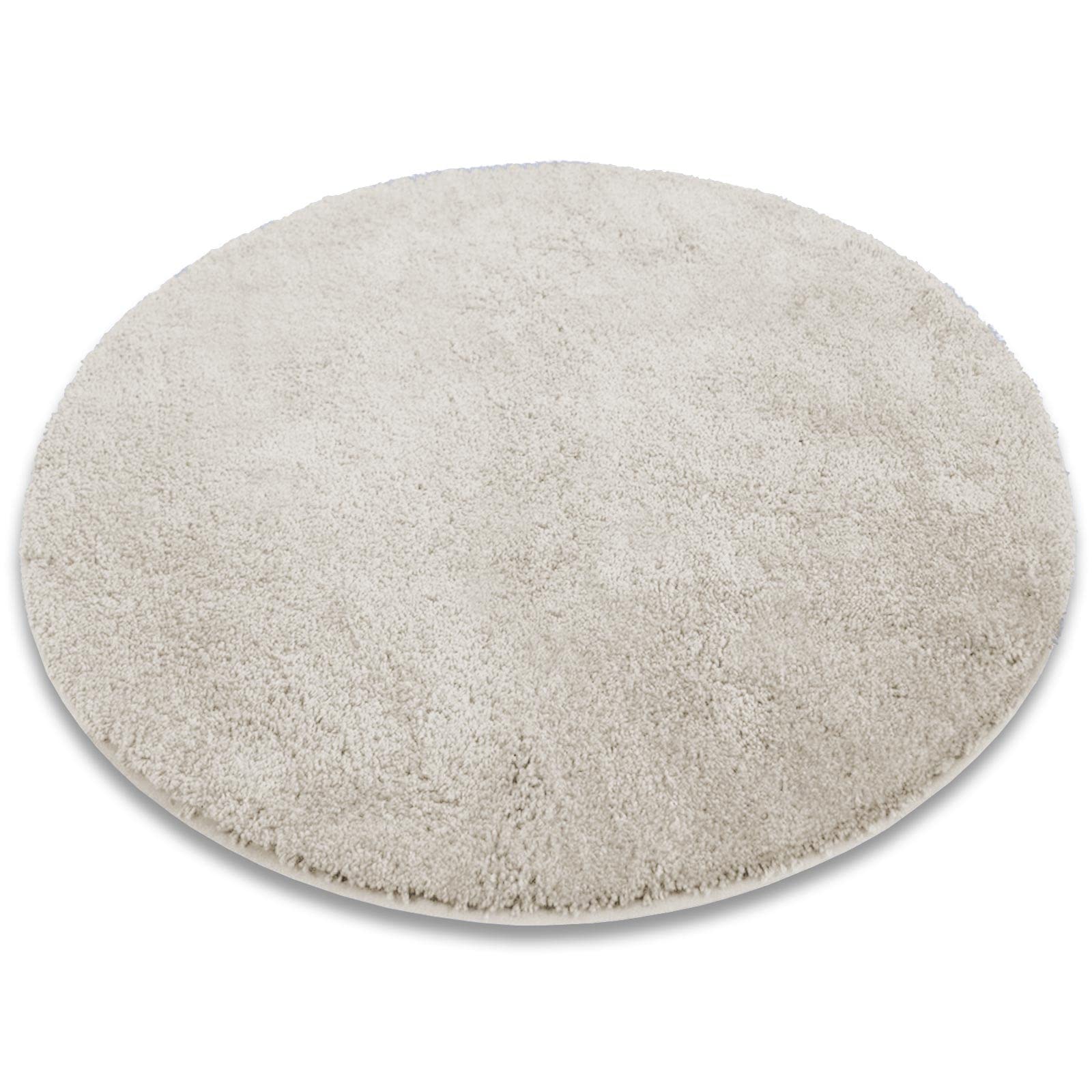 Casa Pura Elfenbein, tappeto da bagno rotondo da 120 cm, morbido tappeto da bagno per Shaggy, tappetino da bagno antiscivolo, lavabile, tappetino per doccia, tappetino per il bagno e la doccia