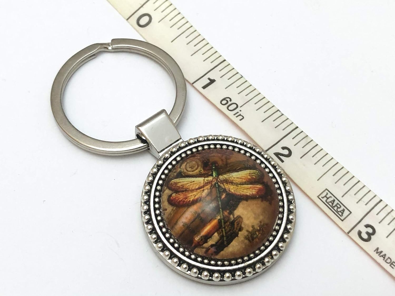 Jill's Beaded Knit Bits Steampunk Dragonfly Keychain Charm for Handbags Key Fob