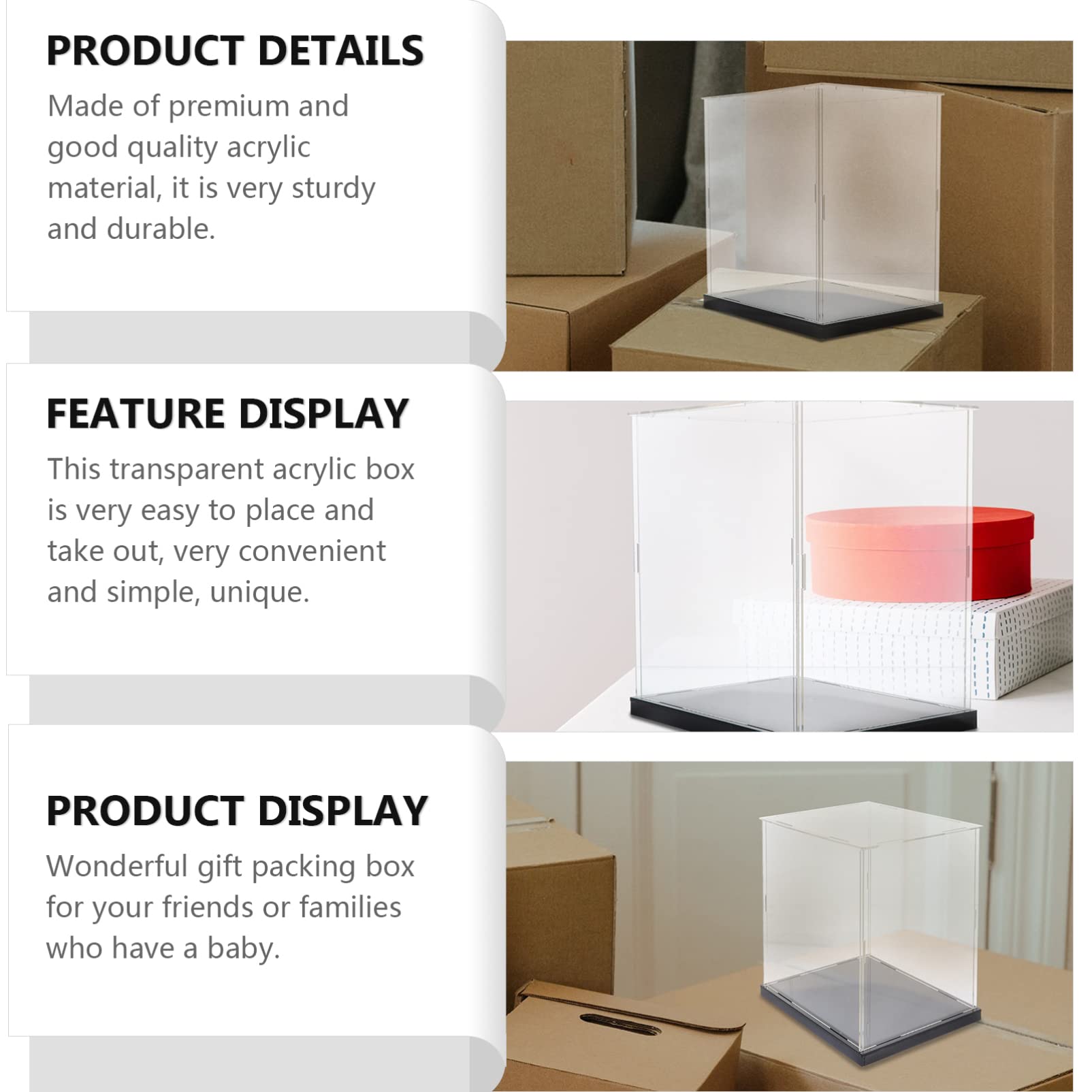 TOPBATHY Espositore Acrilico Trasparente per Articoli da Collezione Modelli in Acrilico per Decorazione Casa e Ufficio 24x17x16cm
