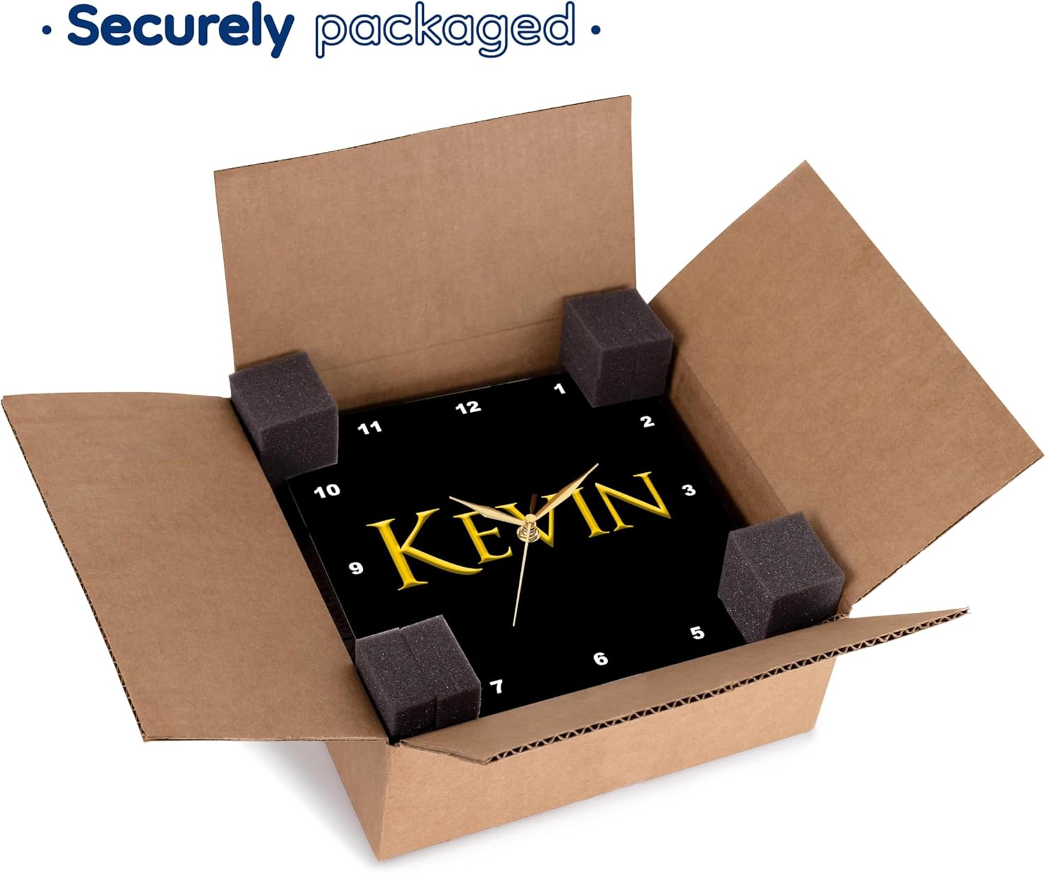 3dRose - Kevin Common Man Name in The America. Yellow on Black Charm - Wall Clock - (dpp-322801-2)