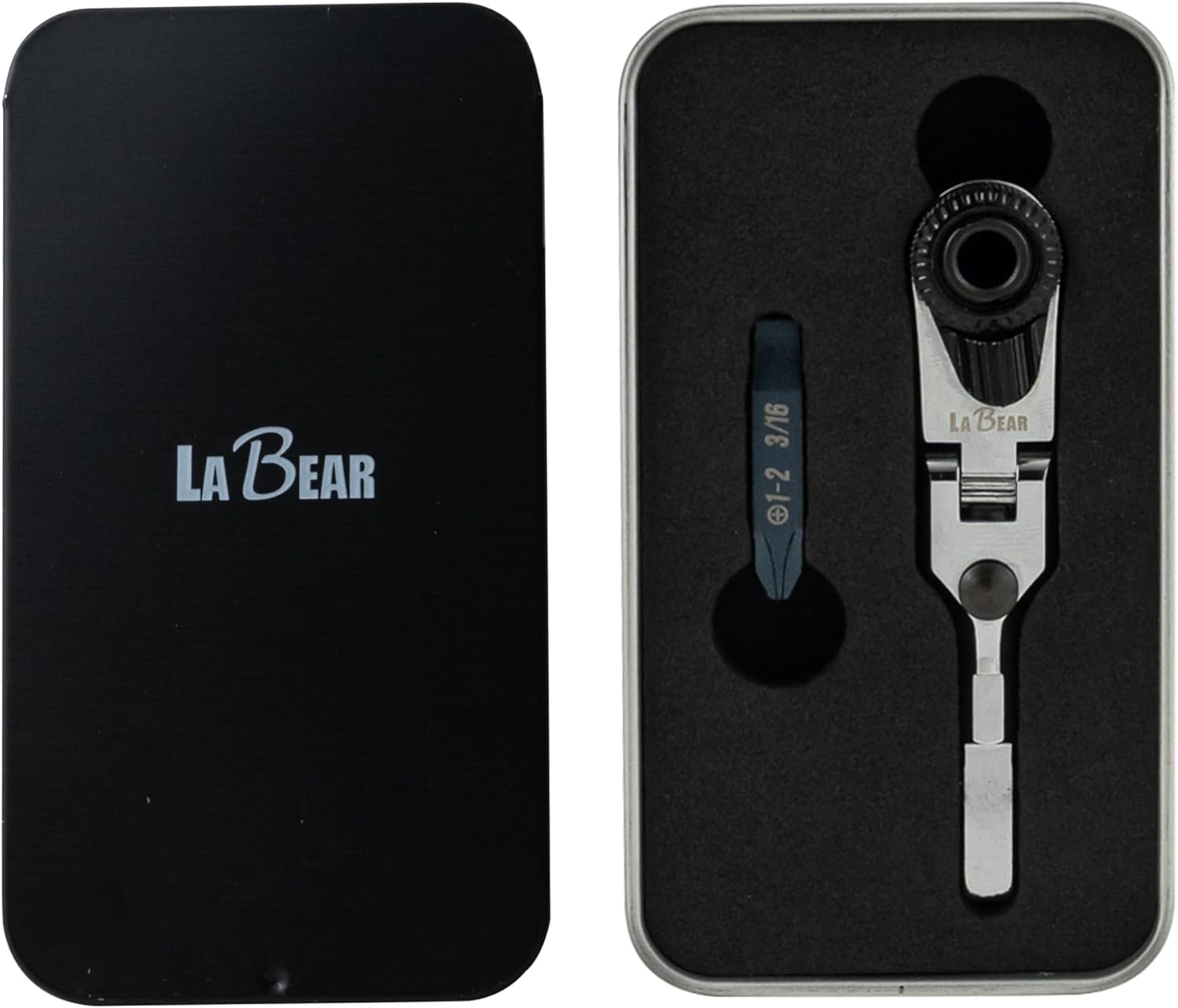 LABEAR - Flat End Flex Head EDC Ratchet Wrench Set - Screwdriver Accessory Compatible with Multitools' Flat Bit Adapters