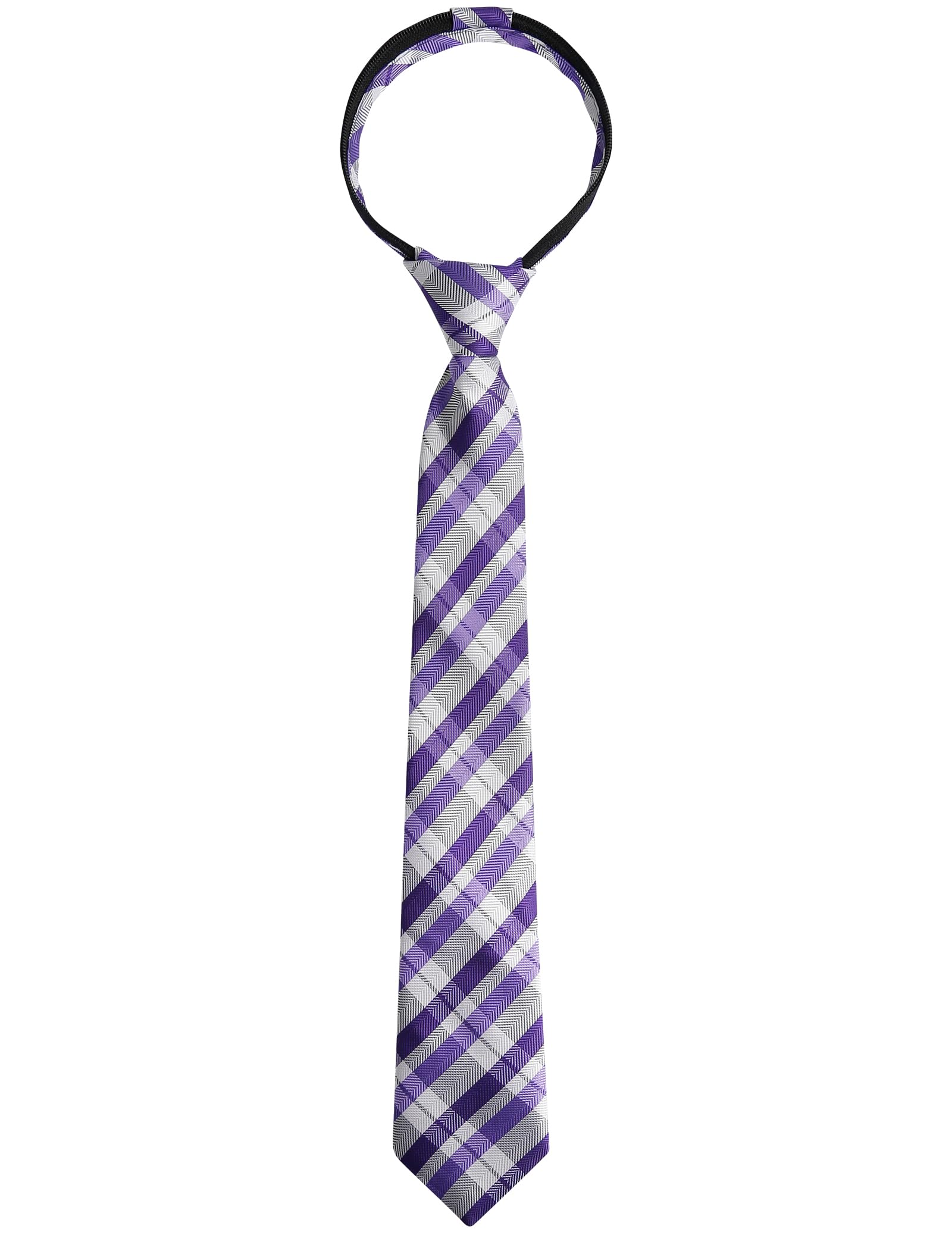 Alizeal Boys 15inch Length Novelty Woven Stripe Neckties for Age 8-14, Purple-3
