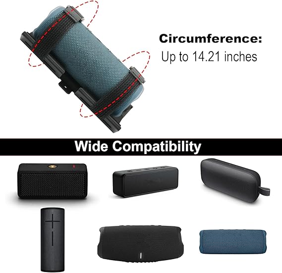 Portable Speaker Mount for Jet Ski/Snowmobile/Boat/Motorcycle/Sea-Doo, Speaker Bracket Metal Wall Mount Holder for JBL Charge 4/JBL Charge 5/Flip 5/Flip 6/UE Boom 3/Wingman View Golf