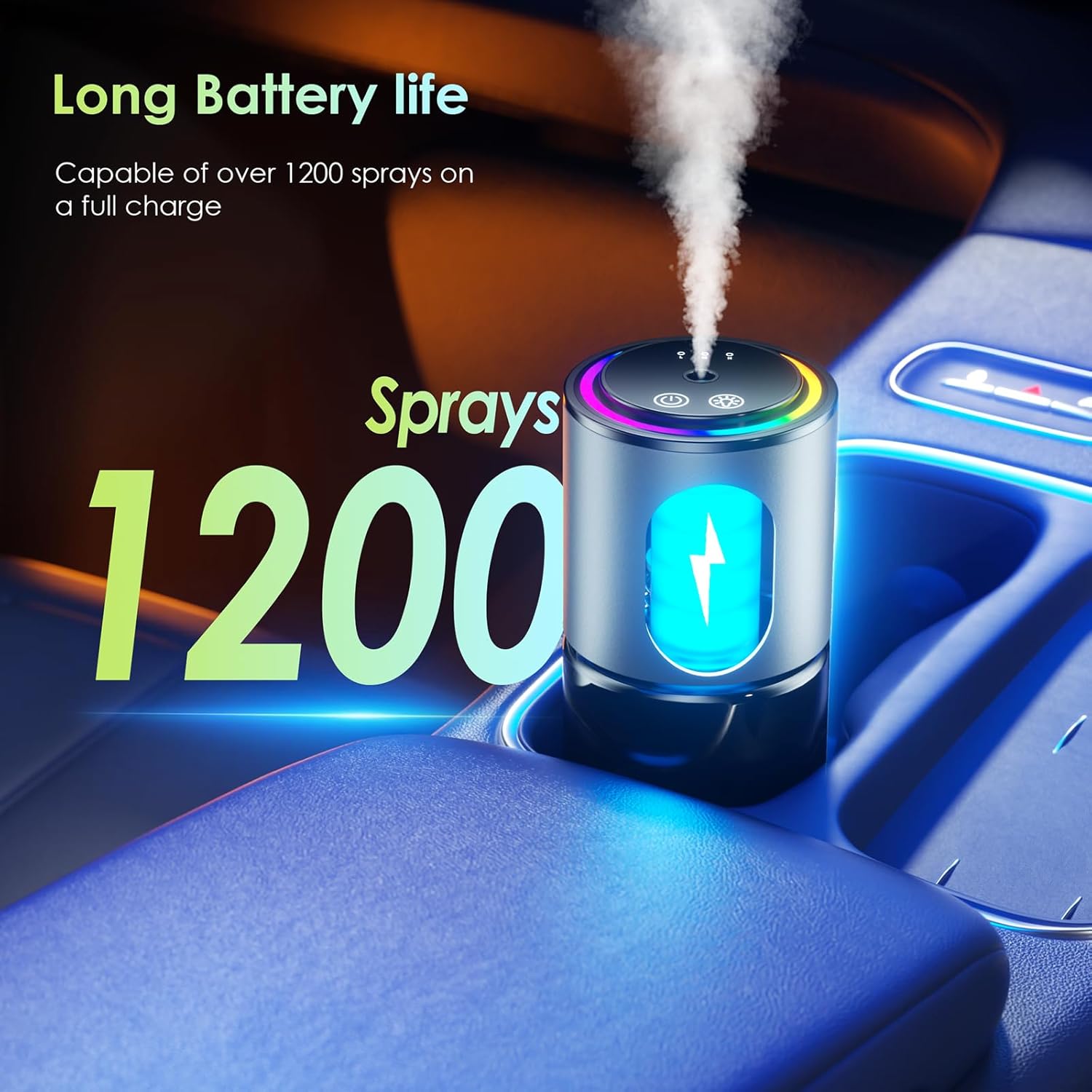 Smart Car Air Freshener Diffuser,RGB Music Syncing Light,Auto On/Off,Car Air Freshener 150ml Capacity for 6 Months,Suitable for Cars, Offices, and Living rooms