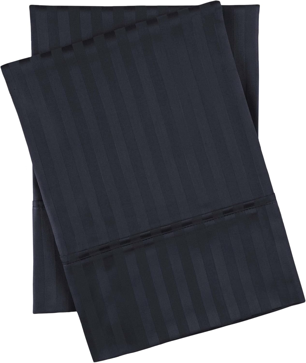 Superior 100% Egyptian Cotton 300 Thread Count Striped Pillowcase Set, Sateen Weave, 2 Pack, Bed Essentials, Guest Bedroom Pillow Covers, Soft Pillowcases, Bedding Basics, Hunter Green, King