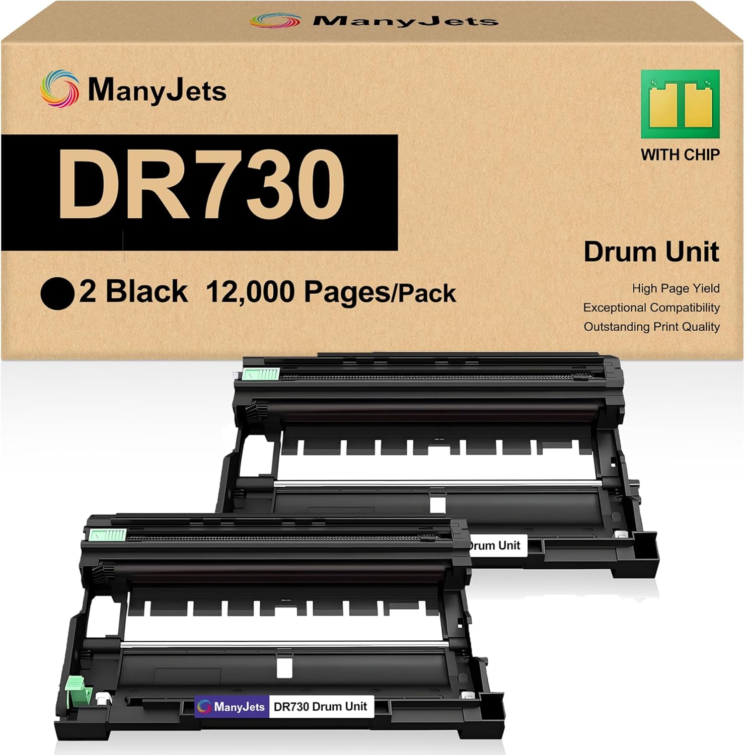 DR730 Drum Unit - Compatible for Brother DR730 DR-730 DR760 DR-760 Drum - for HL-L2370DW HL-L2395DW MFC-L2710DW MFC-L2750DW DCP-L2550DW MFC-L2690DW MFC-L2730DW Printer(Not Toner,2-Pack)