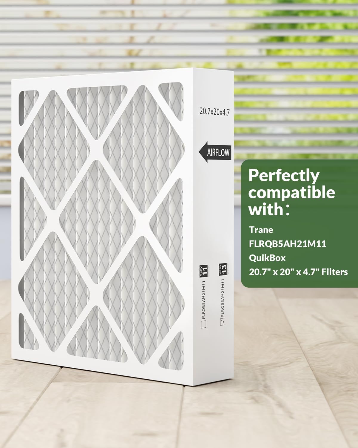 FLRQB5AH21M11 20.7x20x4.7 Air Filter Merv 13, Compatible with trane FLRQB5AH21M11, FLRQB5AH21M13 QikBox 20.7" x 20" x4.7" Filters, for HVAC Systems and Home Air Conditioning, 2Pack