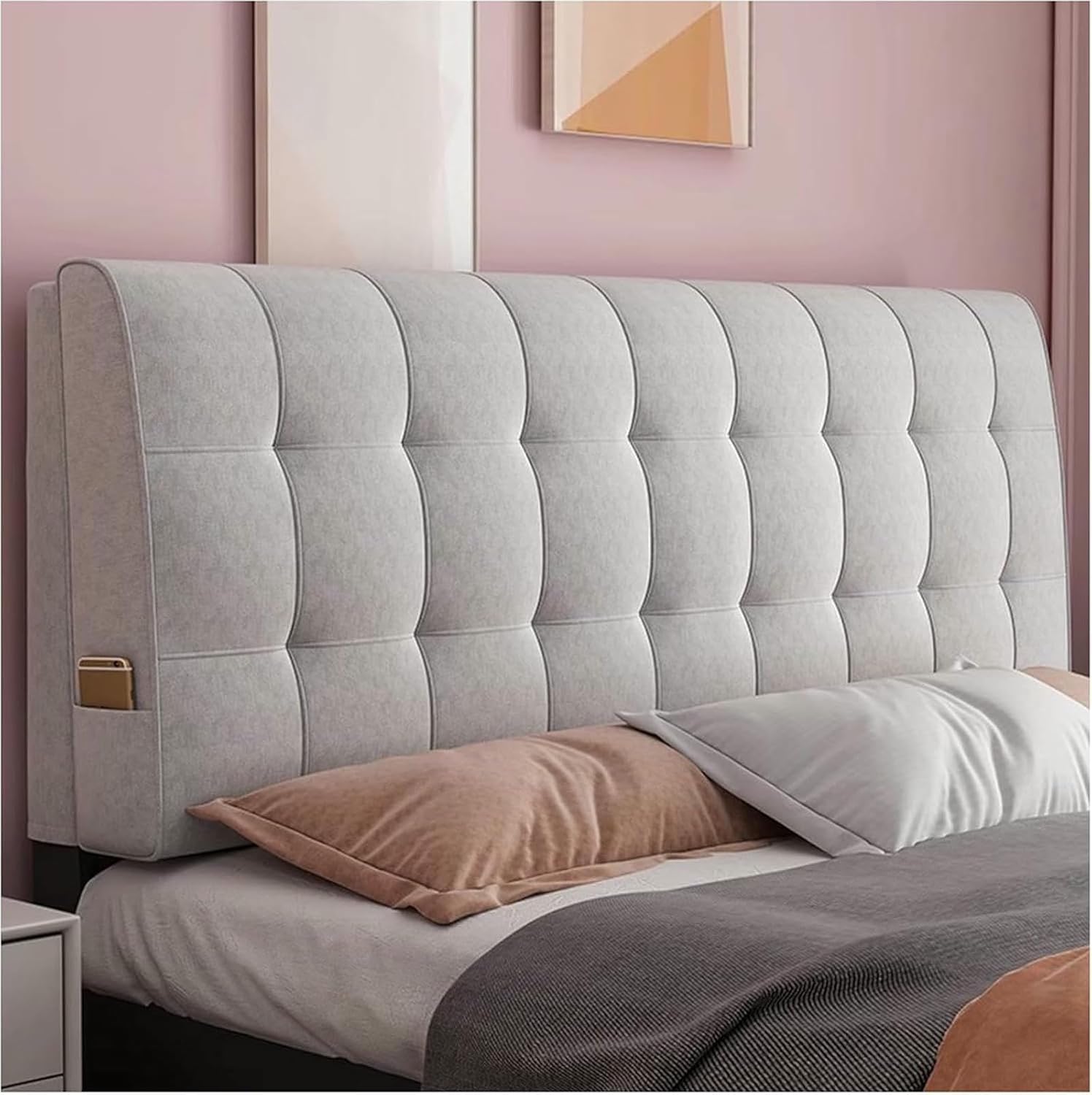 Wall Mounted Rectangle Headboard Reading Pillow, Large Reading Wedge Pillow, Rectangle Headboard Cushion Bedside Support Cushion Large Backrest