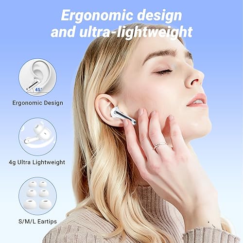 Miniatura 7 de Auriculares inalámbricos Bluetooth 5.4 Auriculares 42h Duración Reproducción para correrfitnessuso en la oficina. Equipado con 4 micrófonos con