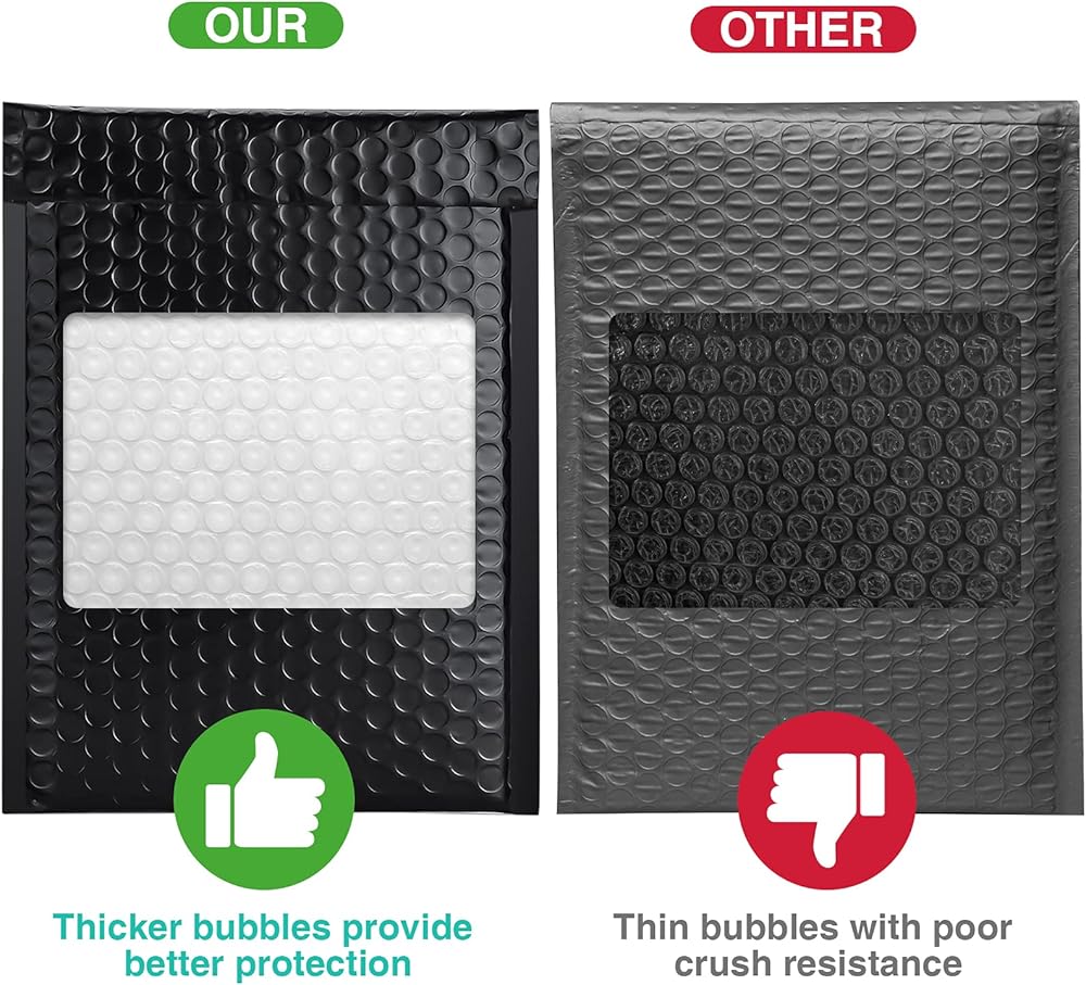 Small Business Mailing Bags Waterproof Fuxury 6x10 Inch Bubble Mailers – 100 Pack, Self-Seal Padded Envelopes For Shipping, Small Business, Gifts 6x10 Self Seal Padded Shipping Envelopes - View #7