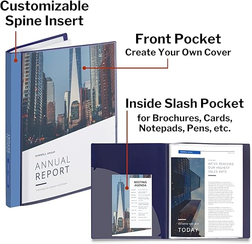Miniatura 8 de Dunwell Carpeta con fundas de plástico de 12 bolsillos (paquete de 2, azul) - Libro de presentación, carpeta de cartera de 8.5 x 11 con protectores