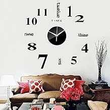 ساعة حائط كبيرة سوداء ثلاثية الابعاد بدون اطار، من هوم جالاري، خشب، تناظري