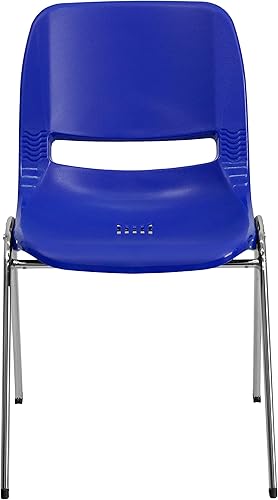 Miniatura 5 de BizChair Silla apilable ergonómica azul marino con marco cromado y asiento de 16 pulgadas de alto