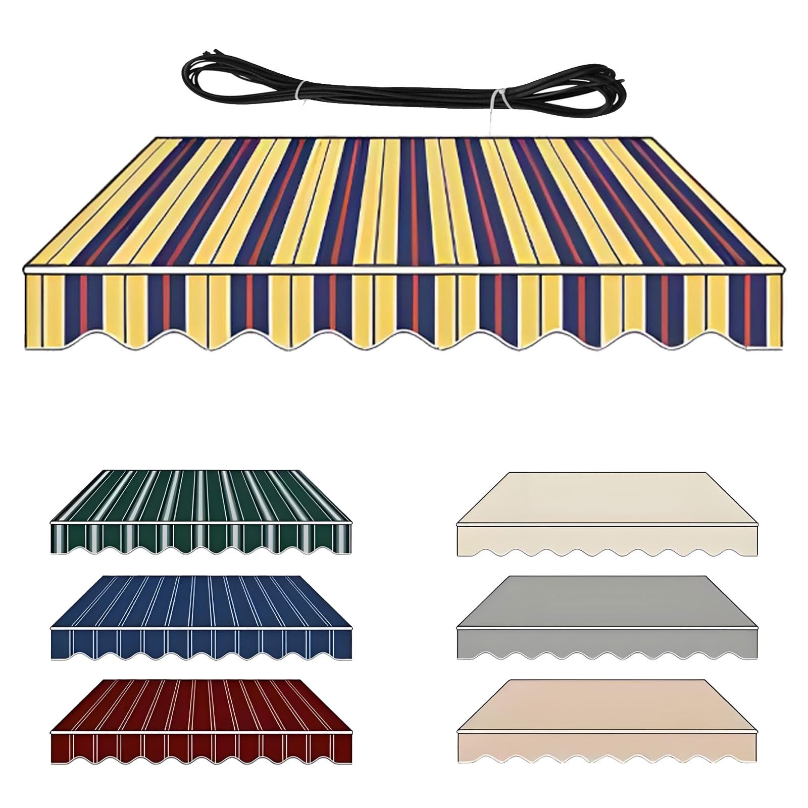 Toile pour auvent de patio usée ? Changez pour ce tissu de rechange jaune étanche 6x3,5m