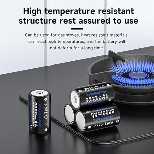 Miniatura 5 de Paquete de 6 pilas recargables D de 8000 mAh 1.2 V Ni-MH D tamaño celular con estuche de almacenamiento