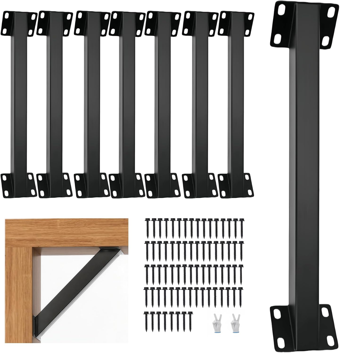 Heavy Duty Pergola Brackets Kit-8PC Steel Corner Connectors, 45° Angle Support Brackets, Wooden Structure Brackets for Treehouse Gazebo Patio Cabin Deck