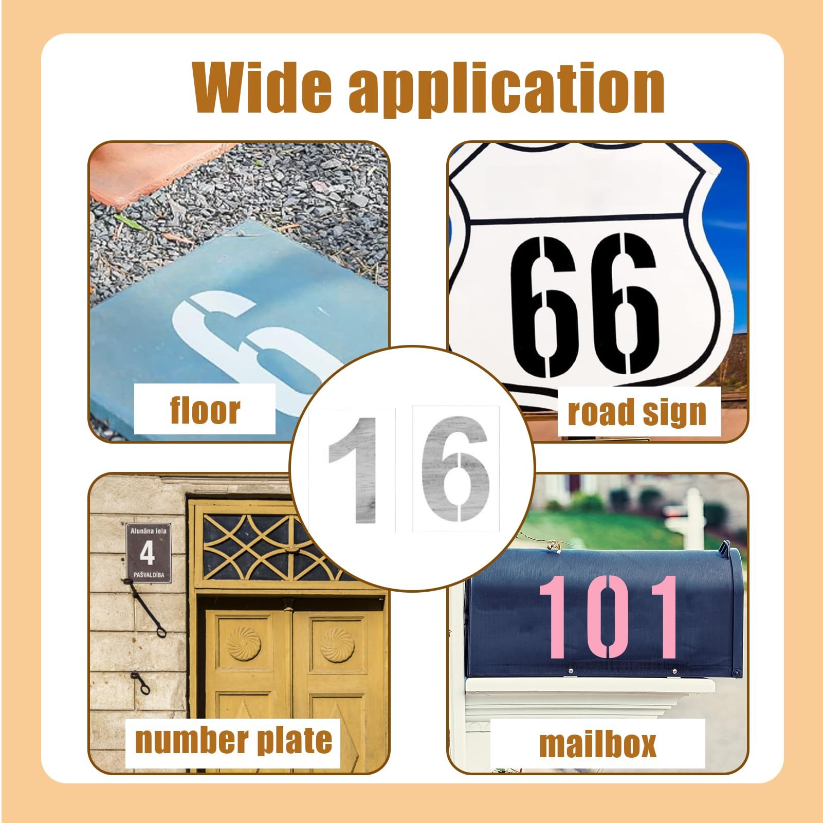 Stencil Numeri Grandi 30 Cm | 10 Pezzi Da 0 A 9 | Riutilizzabili Per Pittura Su Pavimento E Muri - Foto 6