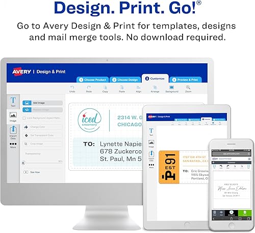 Miniatura 6 de Avery TrueBlock Etiquetas para carpetas de archivos, 23 pulgadas x 3-716 pulgadas, blancoazul, 5 paquetes, 7,500 etiquetas imprimibles en total