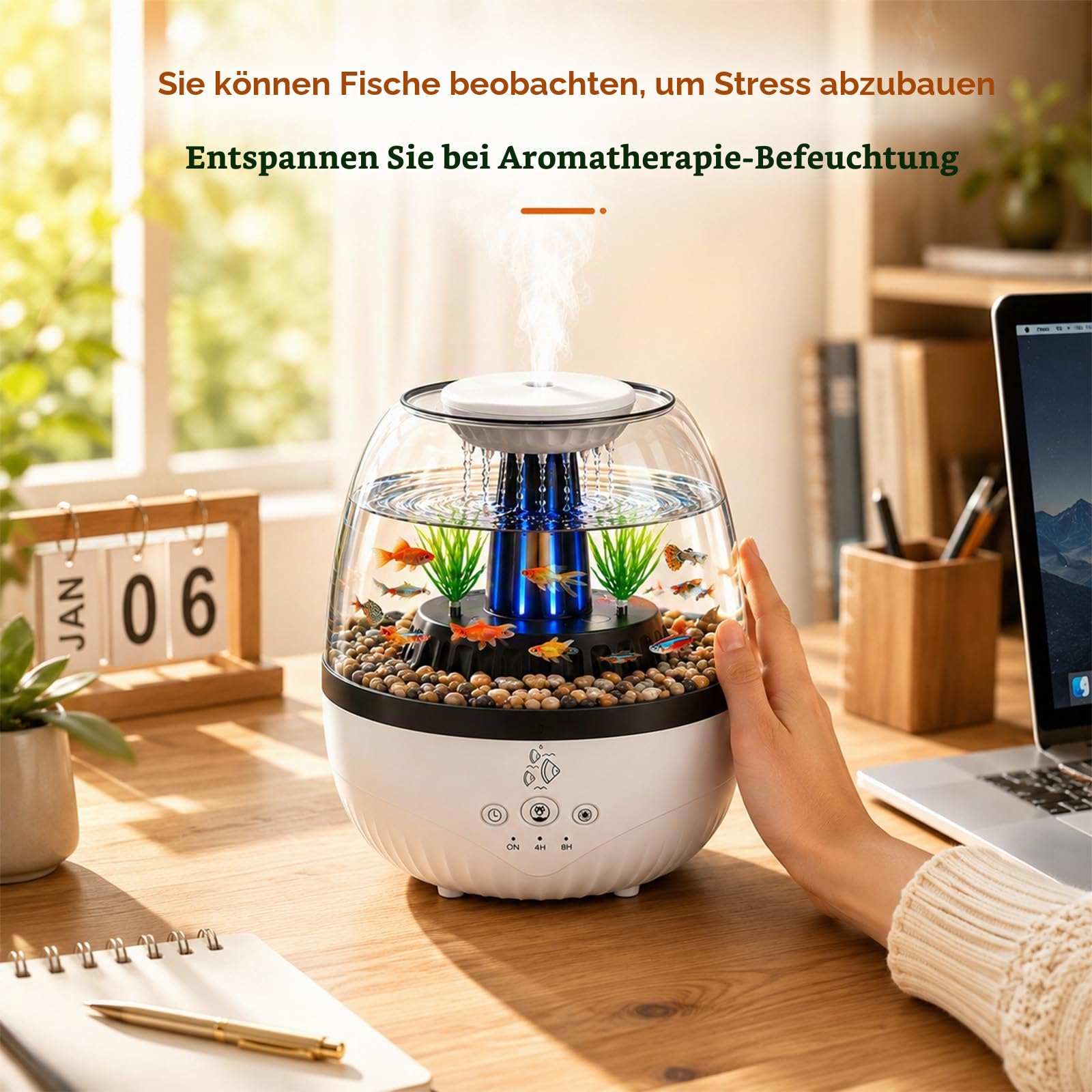 3 in 1 Regentropfen Luftbefeuchter, 350ML Aromatherapie Diffuser mit Mikrolandschaften, 7 Farben LED, 2 Timer Einstellung, Aroma Diffuser für Ätherische Öle für Zuhause Büro Schlafzimmer
