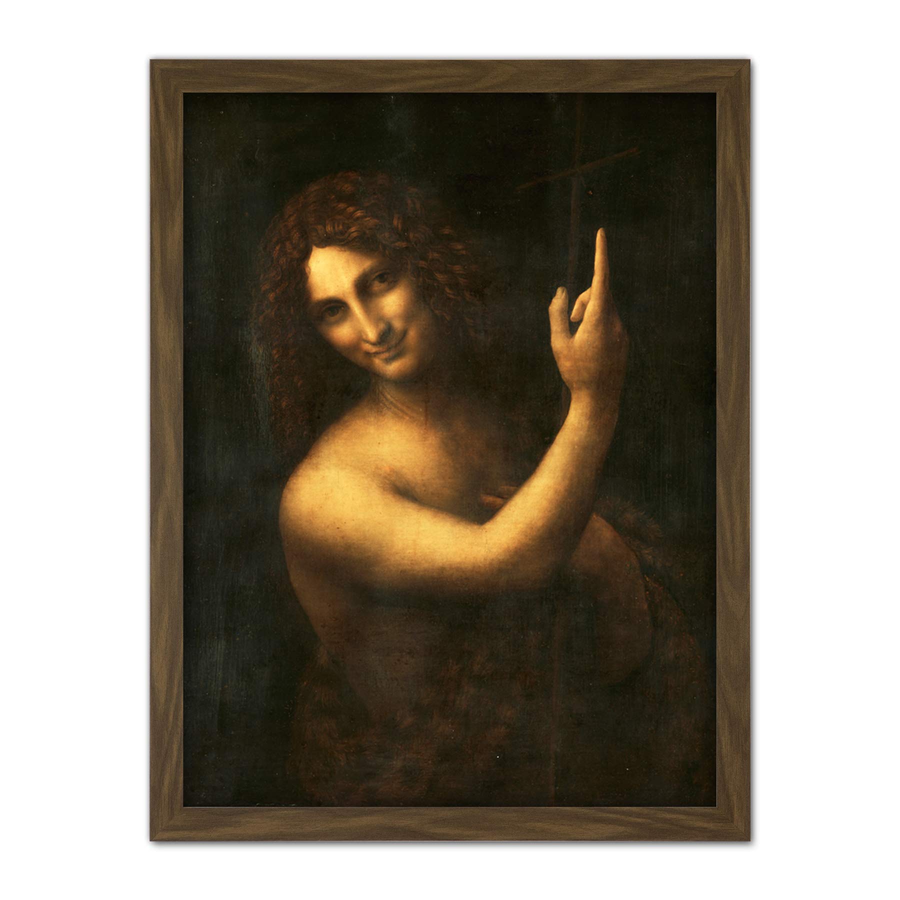 Artery8 Leonardo Da Vinci Saint John The Baptist Panting Artwork Framed Wall Art Print 18X24 Inch