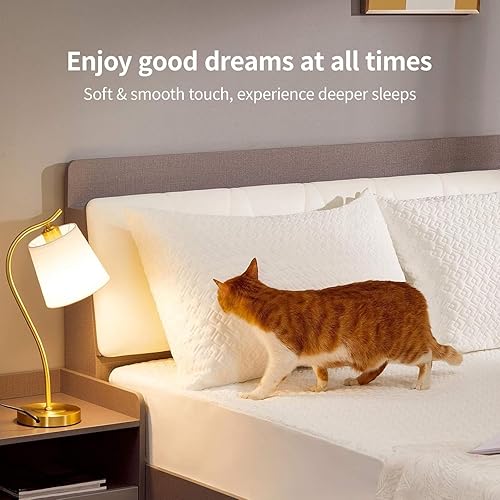 Vista 12 de CoolShields Protector de almohada (2 unidades) King – Fundas de almohada impermeables con cremallera, hipoalergénicas, funda de almohada de alta