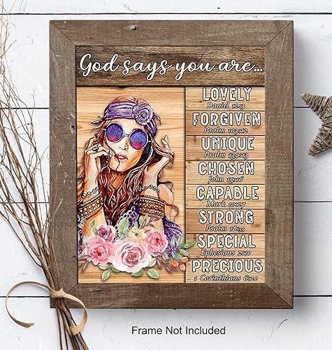 Miniatura 7 de Positive Affirmations Bible Verses Decor - Boho Hippie Wall Art - Religious Christian Scripture Encouragement Gifts for Women, Girls, Teens Bedroom