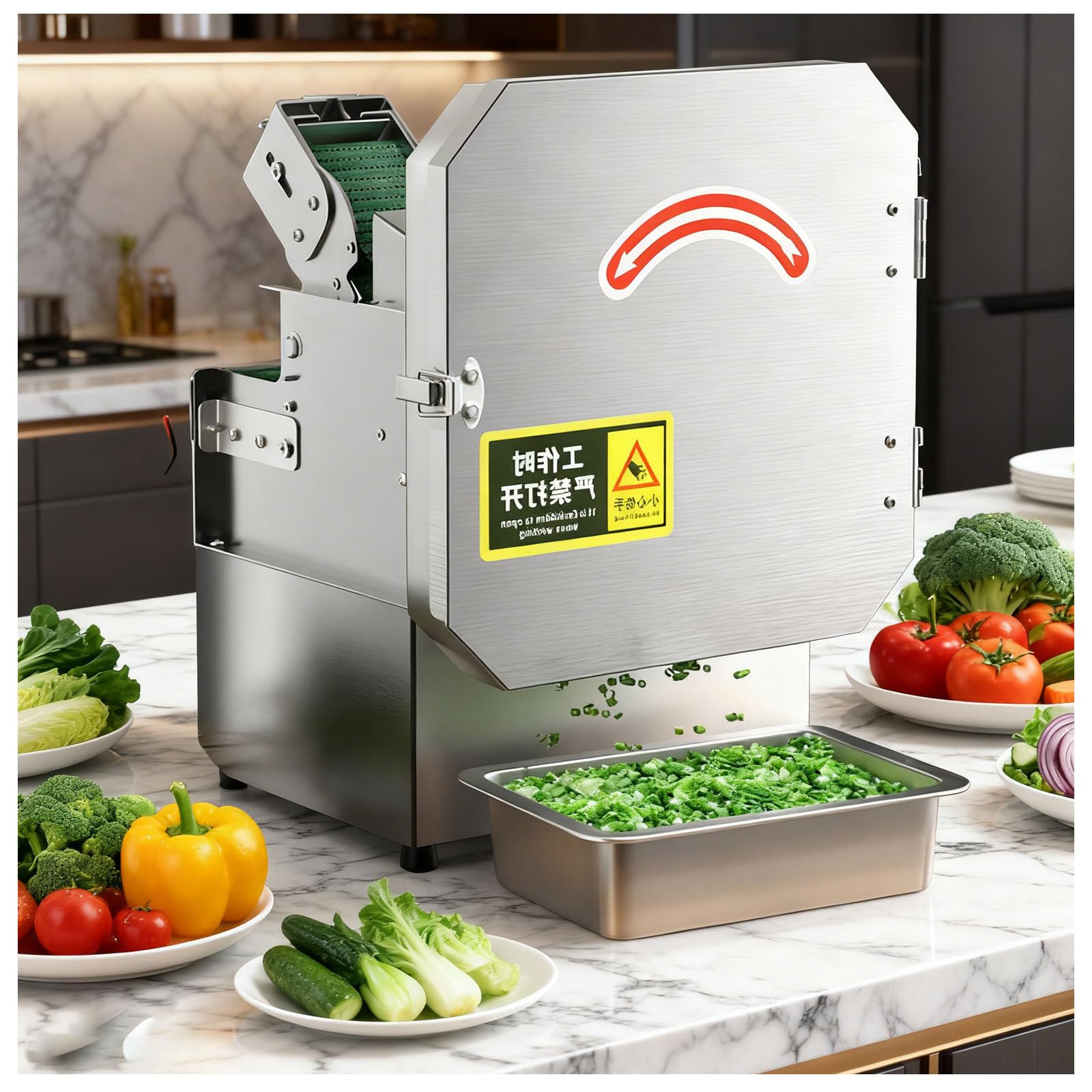 JKJZSALJ Electric Vegetable Cutter, Adjustable Thickness 1.5-35Mm, For Chives Scallions, 200W
