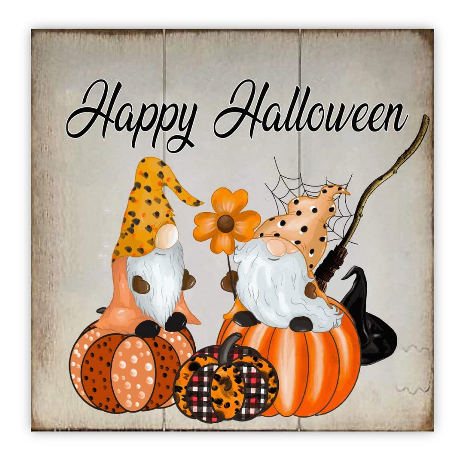 Panneau bois nain citrouille Halloween pour embellir un mur vide avec charme campagnard