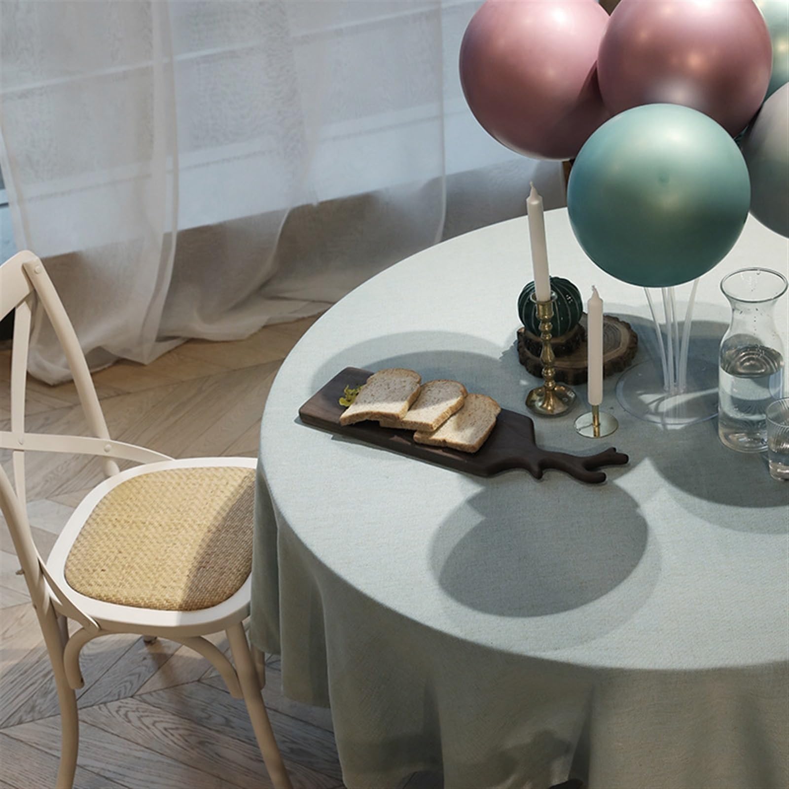 Nappe Ronde Premium en Lin et Coton, Finition Moderne Minimaliste