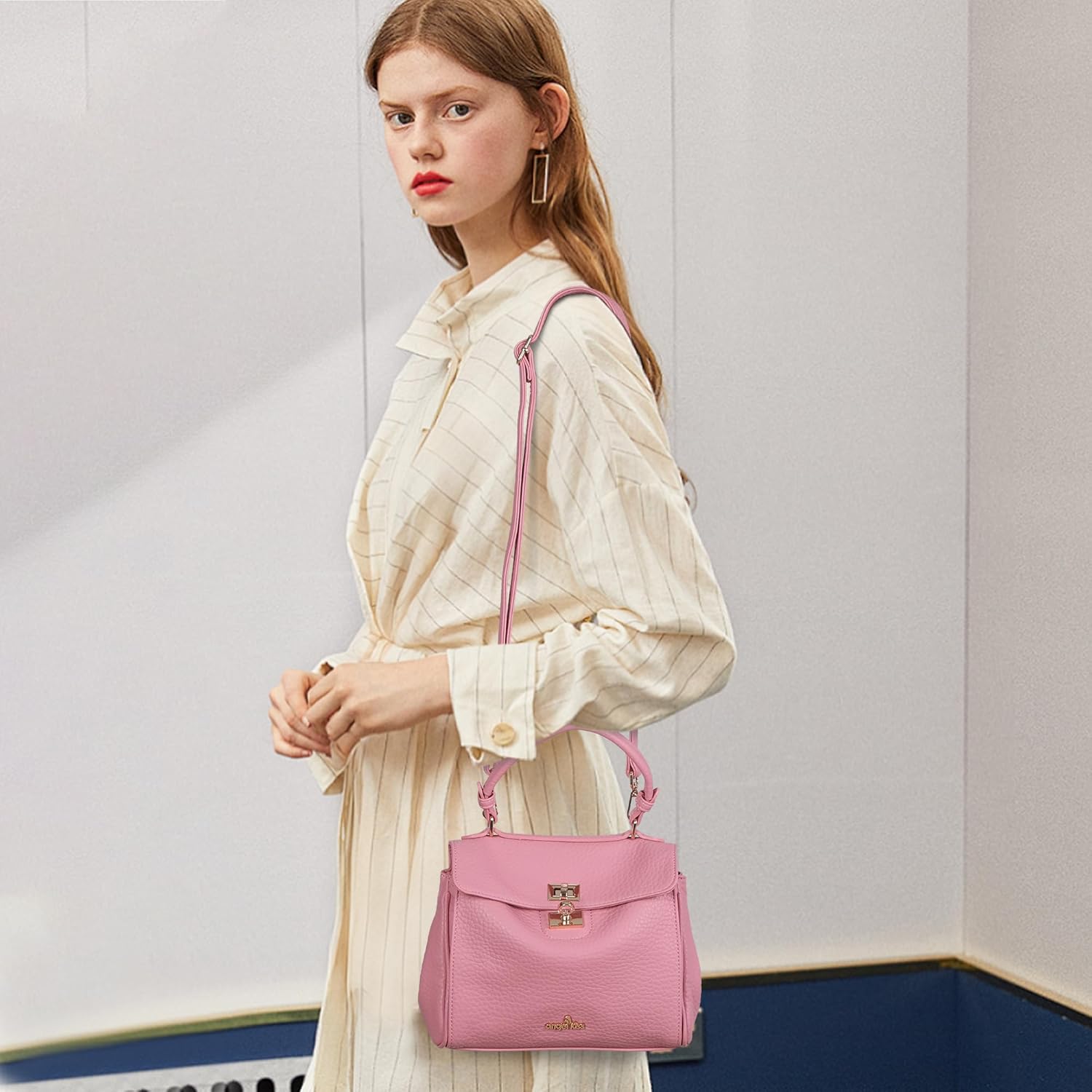 Angel Kiss Small Top Handle Satchel Purses and Handbags for Women Soft Vegan Leather Tote Shoulder Bag - Image 9