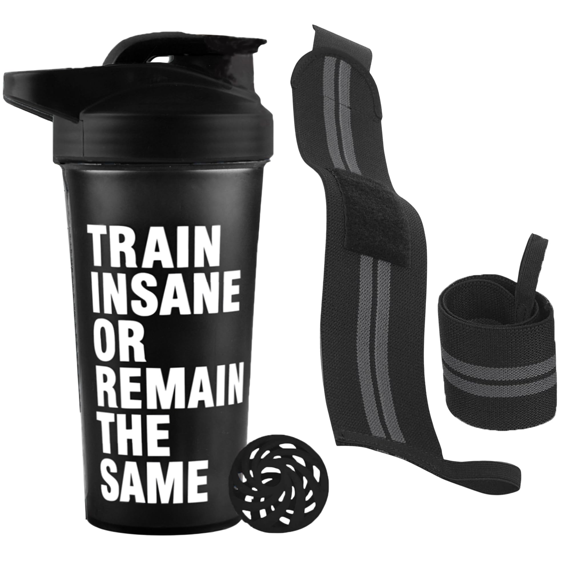 FIT FOCUS Train Insan Gym Shaker for Protein Shake Leak-proof Shaker Bottles for Protein With Wrist support band, Protein Shaker Bottle for Gym with wrist supporter band for Men and Women. (Black)-image-28