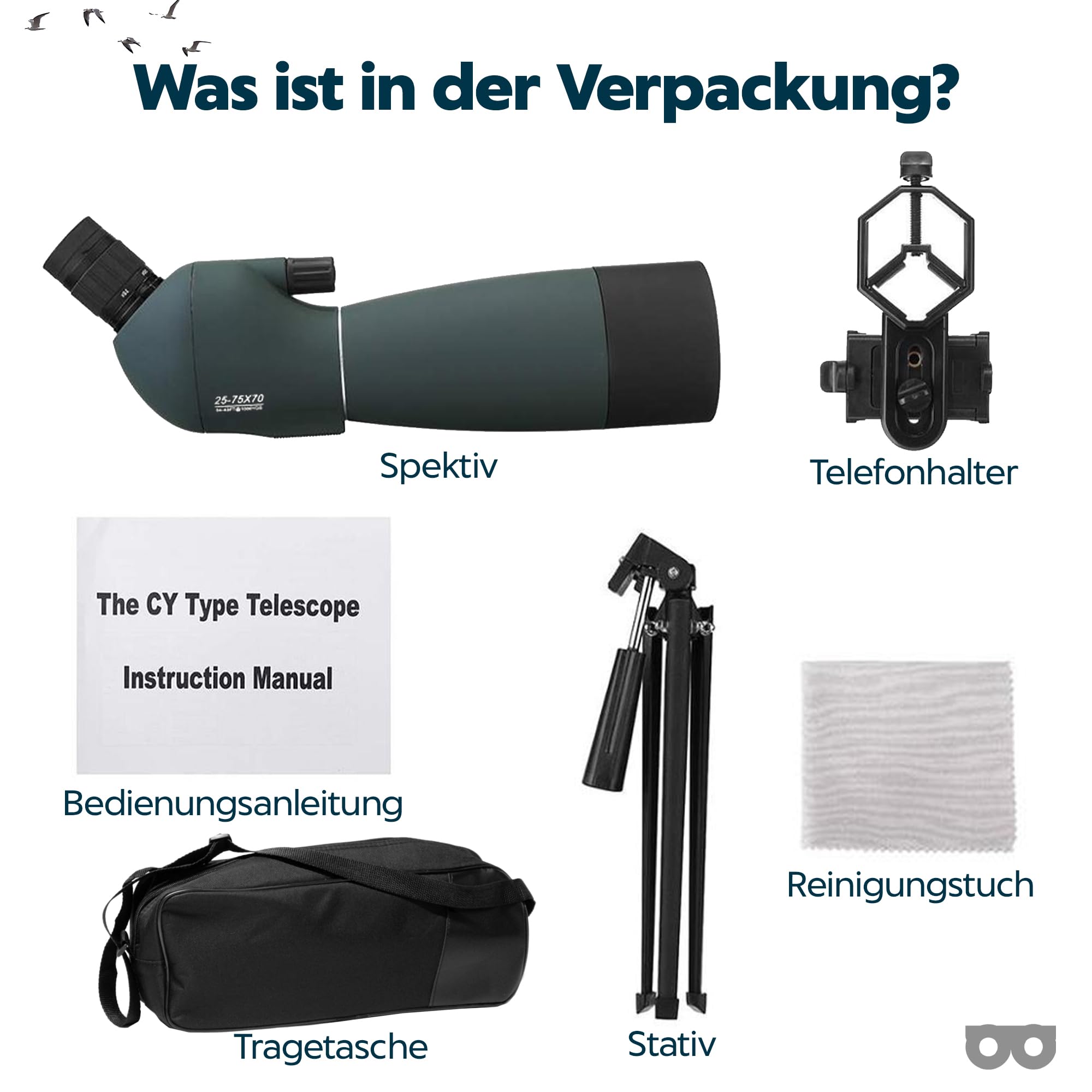 Spektiv 25-75x70 - HD-Zoom Spektiv mit FMC BaK-4 Prisma