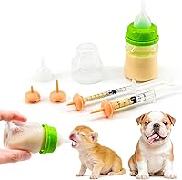 Vista 7 de Juego de biberón y jeringa para mascotas para cachorros y gatitos (1 botella, 2 jeringas, 6 pezones), azul