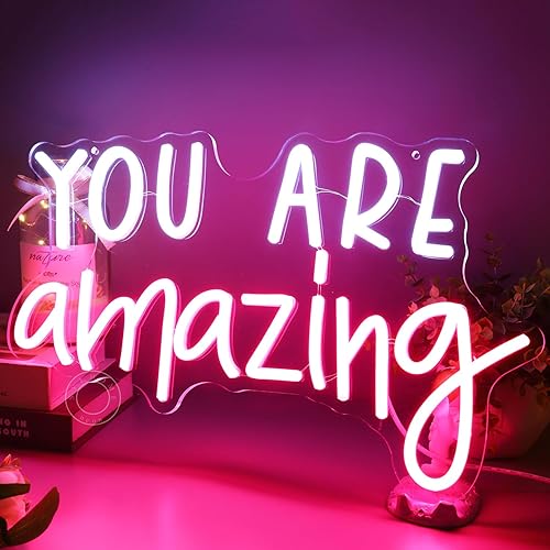 Miniatura 3 de SYLHOME Letrero de luz LED de neón con texto en inglés "You Are Amazing 5V, para niñas, niños, dormitorio, sala de estar, aula, decoración de pared,