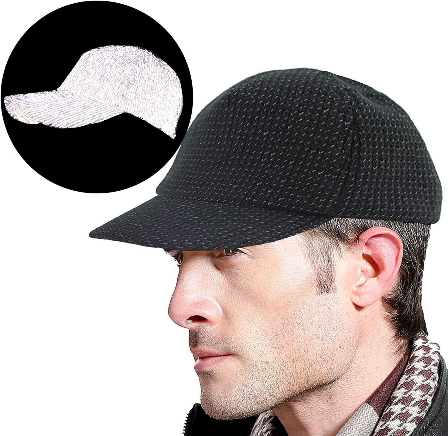 Reflective Hat Base Ball Cap, Knitted Safety Night Running Hat, High Visibility
