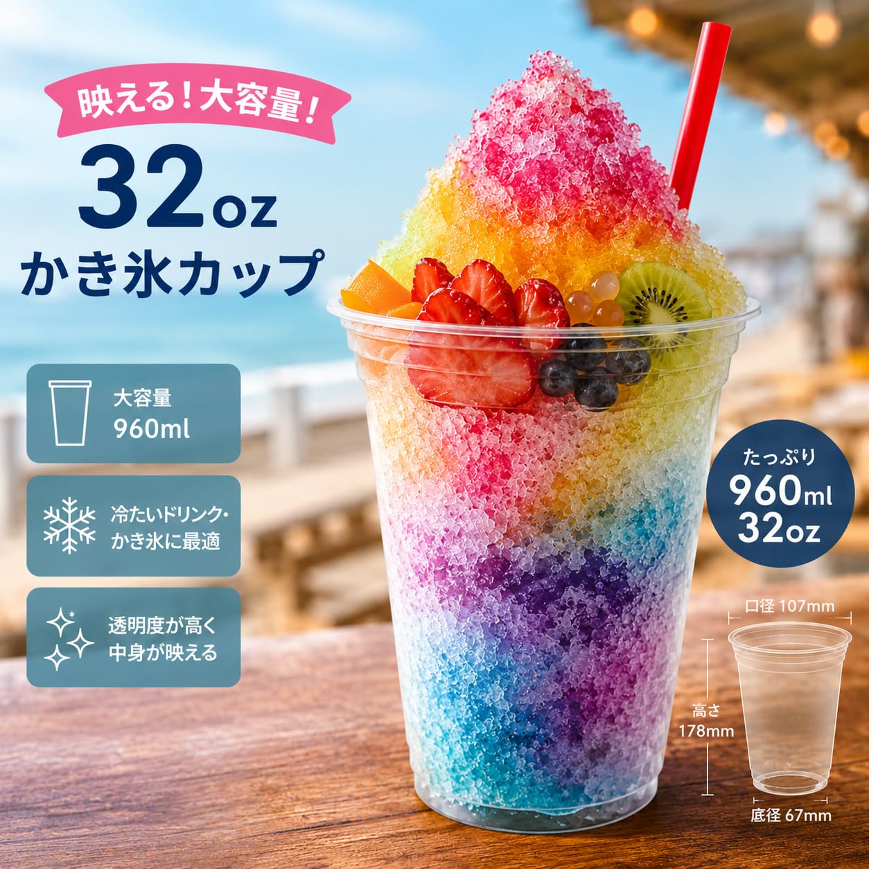 Amazon｜ニッチプラス(Niche Plus) COLD専用 PET樹脂 透明カップ 32