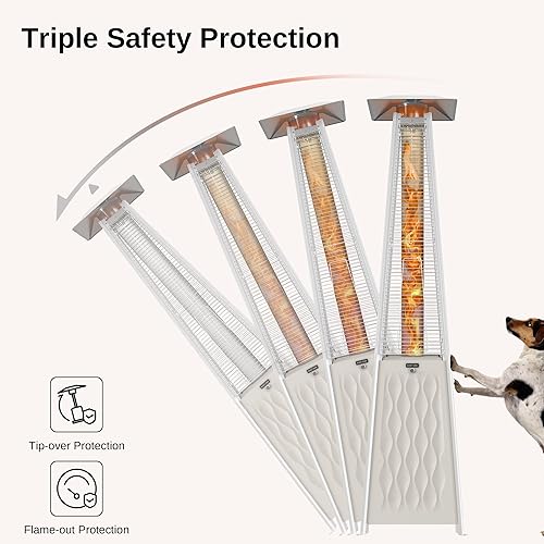 Miniatura 33 de EAST OAK Pyramid - Calentador de patio al aire libre, 48,000 BTU, calentador de propano de tubo de vidrio de cuarzo, sistema de triple protección