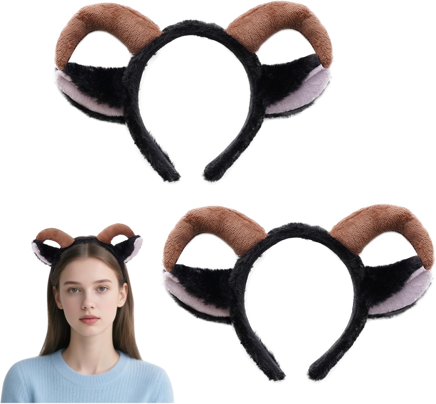 2 PCS Animal Ears Headband Cute Furry Animal Ears Headbands for Halloween Costume - Image 6