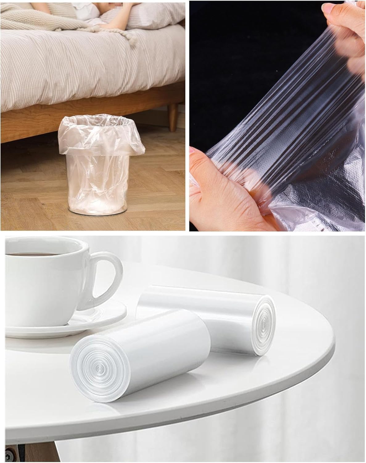 320 Count 8 Gallon Trash Bags Clear Medium Garbage Bags Strong, Leakage-Free,Unscented 30 Liter Thick for Bathroom, Office, Kitchen Waste Basket Trash Can (Clear, 8 Gallon-320 Count)