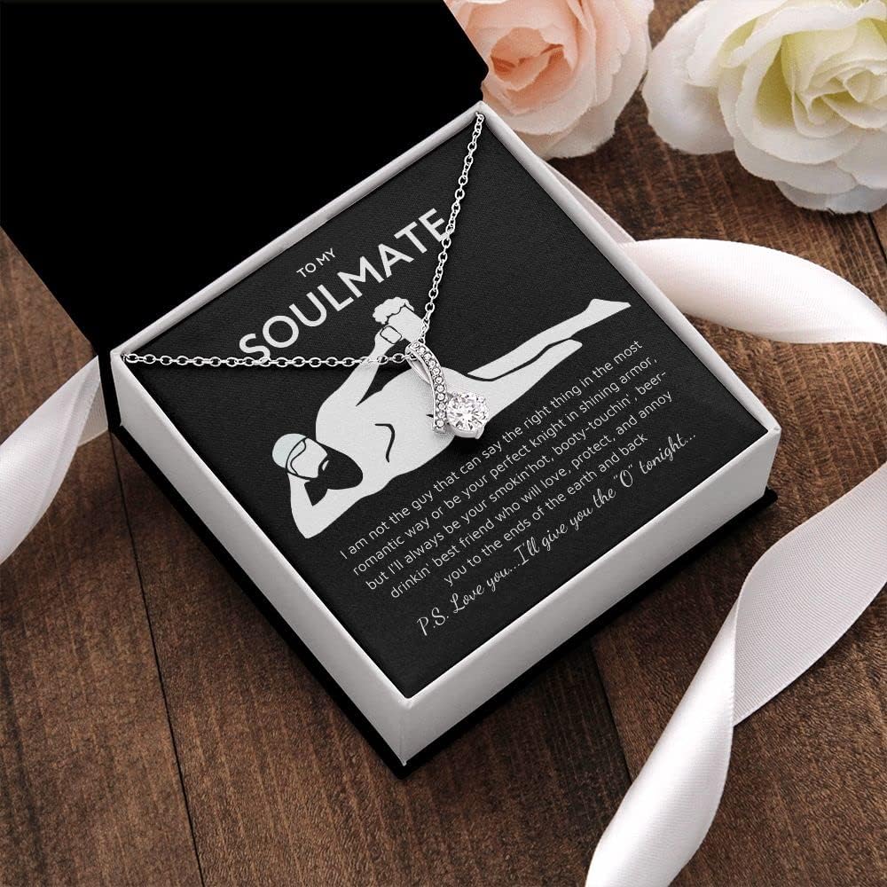 To My Soulmate Necklace For Women, Funny Gifts Girlfriend, Personalized Xmas Presents Best Bday Meaningful Gift Ideas Wife, Women Romantic Jewelry Her Anniversary (Standard Box, Black) - Image 2