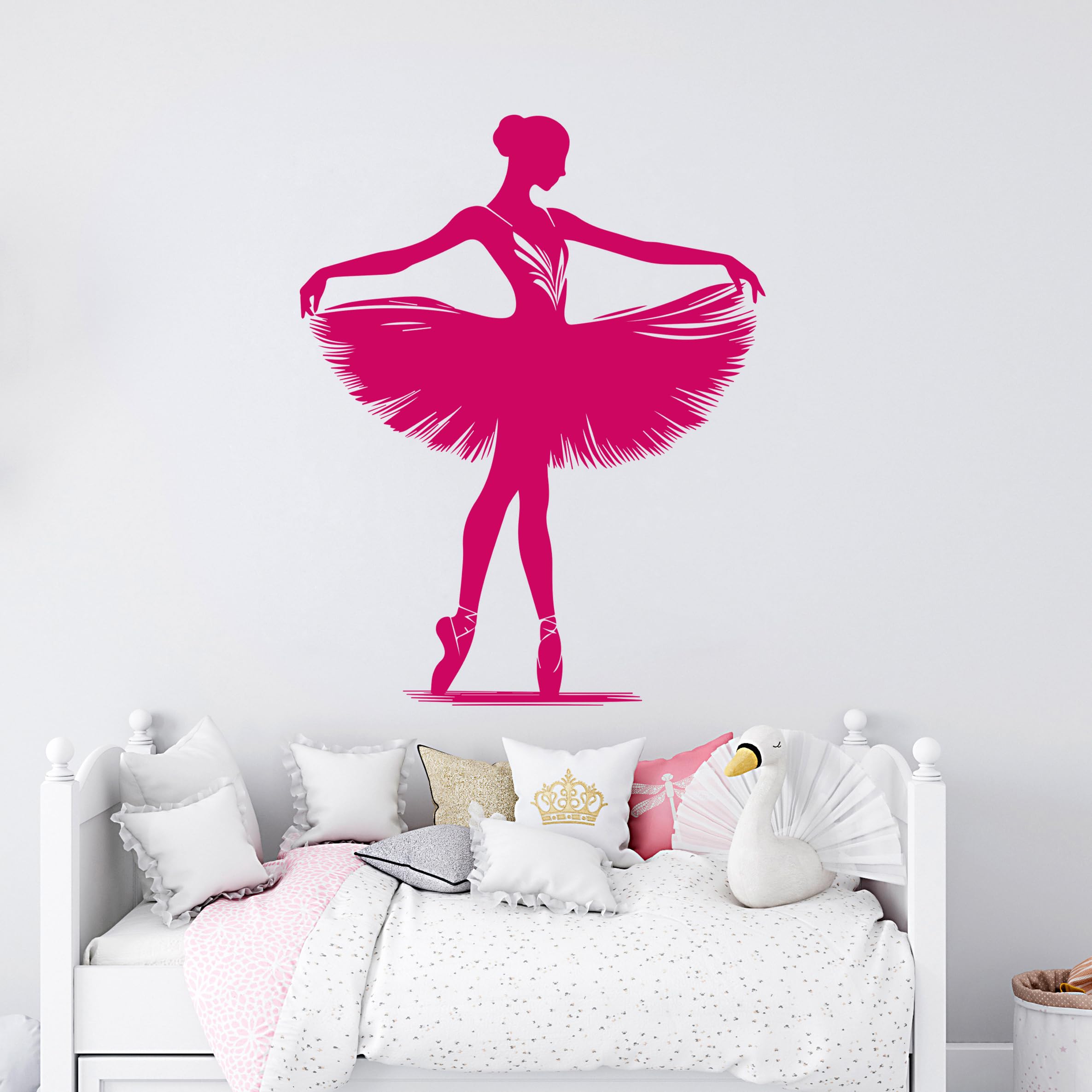 GRAZDesign Wandtattoo Ballerina Ballett Tänzerin Silhouette für Kinderzimmer Mädchen Tanzräume Wandaufkleber groß - 72x57cm / silbergrau