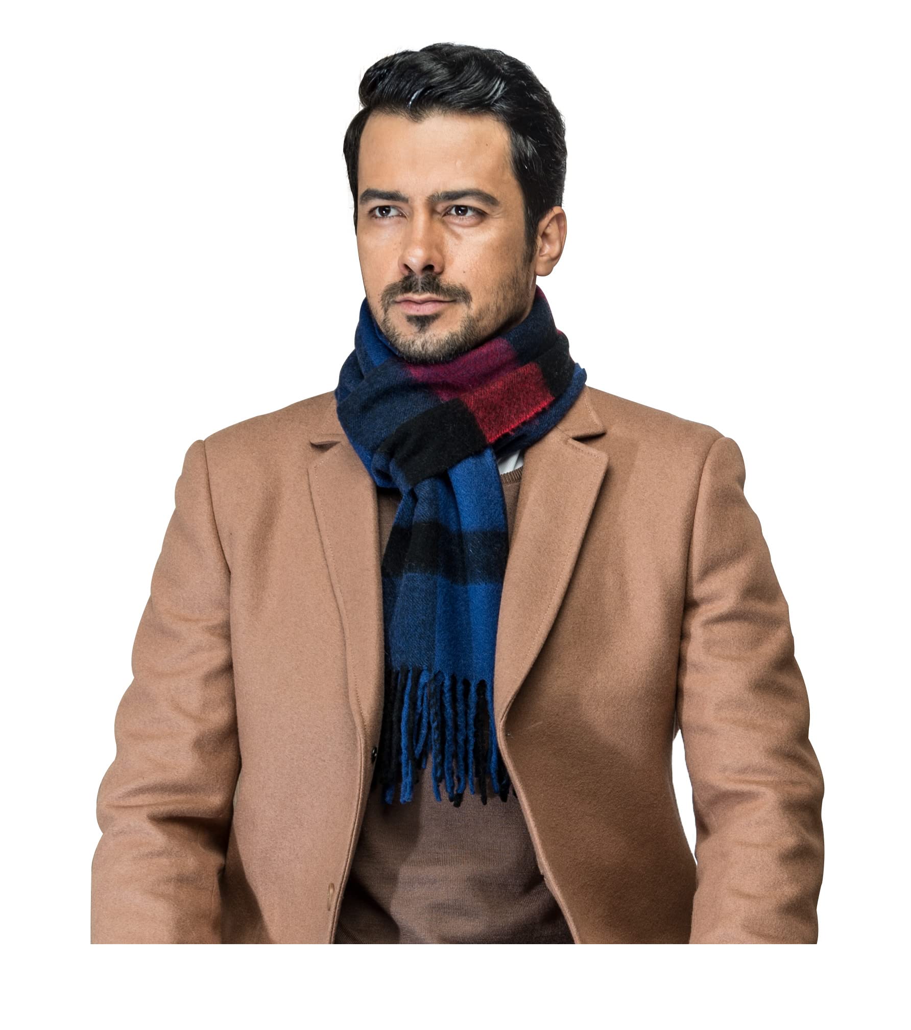 Uk_stone Men's #20 100% Wool Neckerchief Scarf Plain Checked Stripes Winter Scarf, ♥Material:100% Wolle. Größe: 180*30Cm(71"X 12")