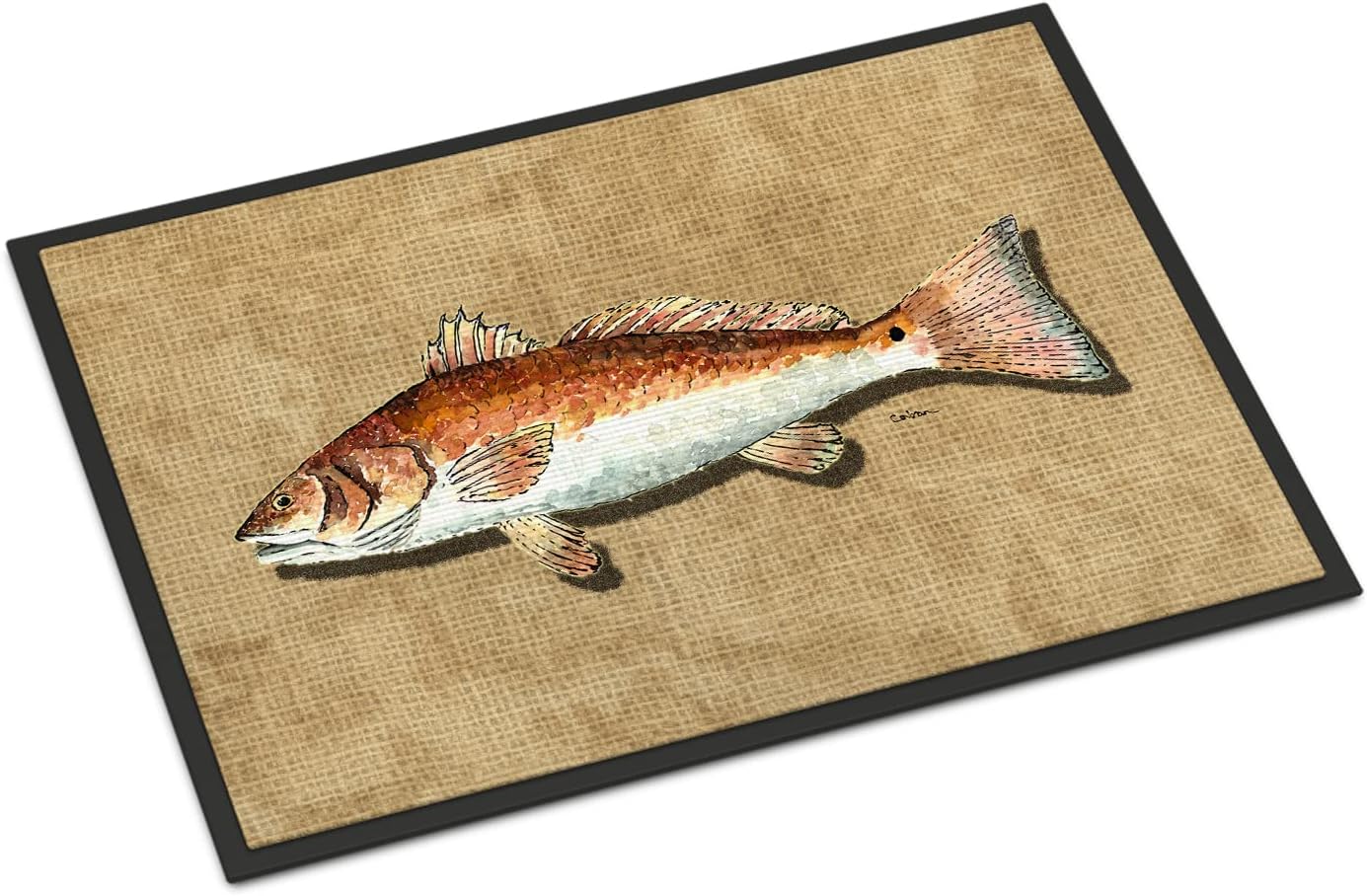 Caroline's Treasures 8807JMAT Red Fish Doormat 24x36 Front Door Mat Indoor Outdoor Rugs for Entryway, Non Slip Washable Low Pile, 24H X 36W