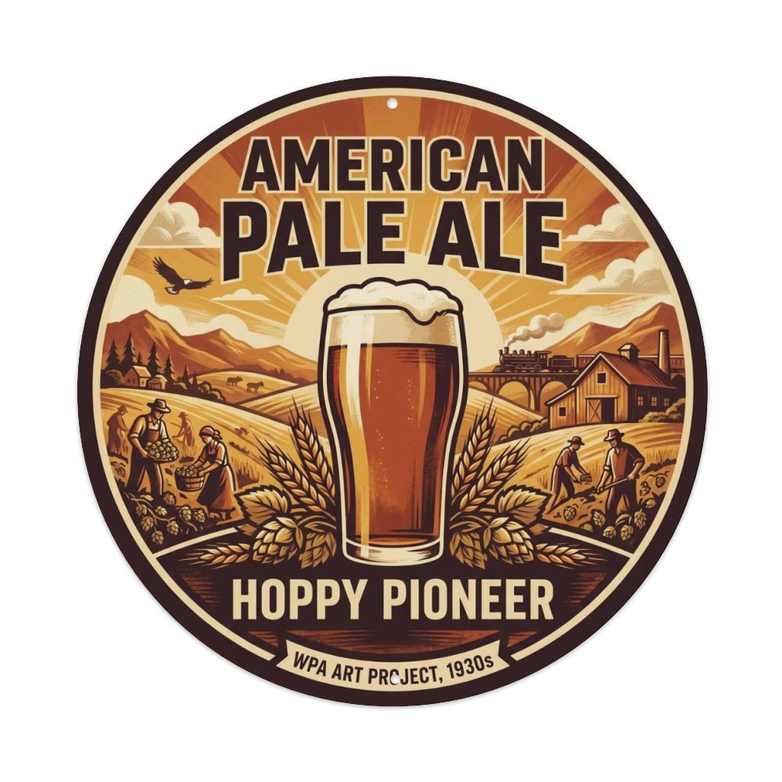 Traditional American Pale Ale Pub Brewery Copper Kettle Metal Tin Sign