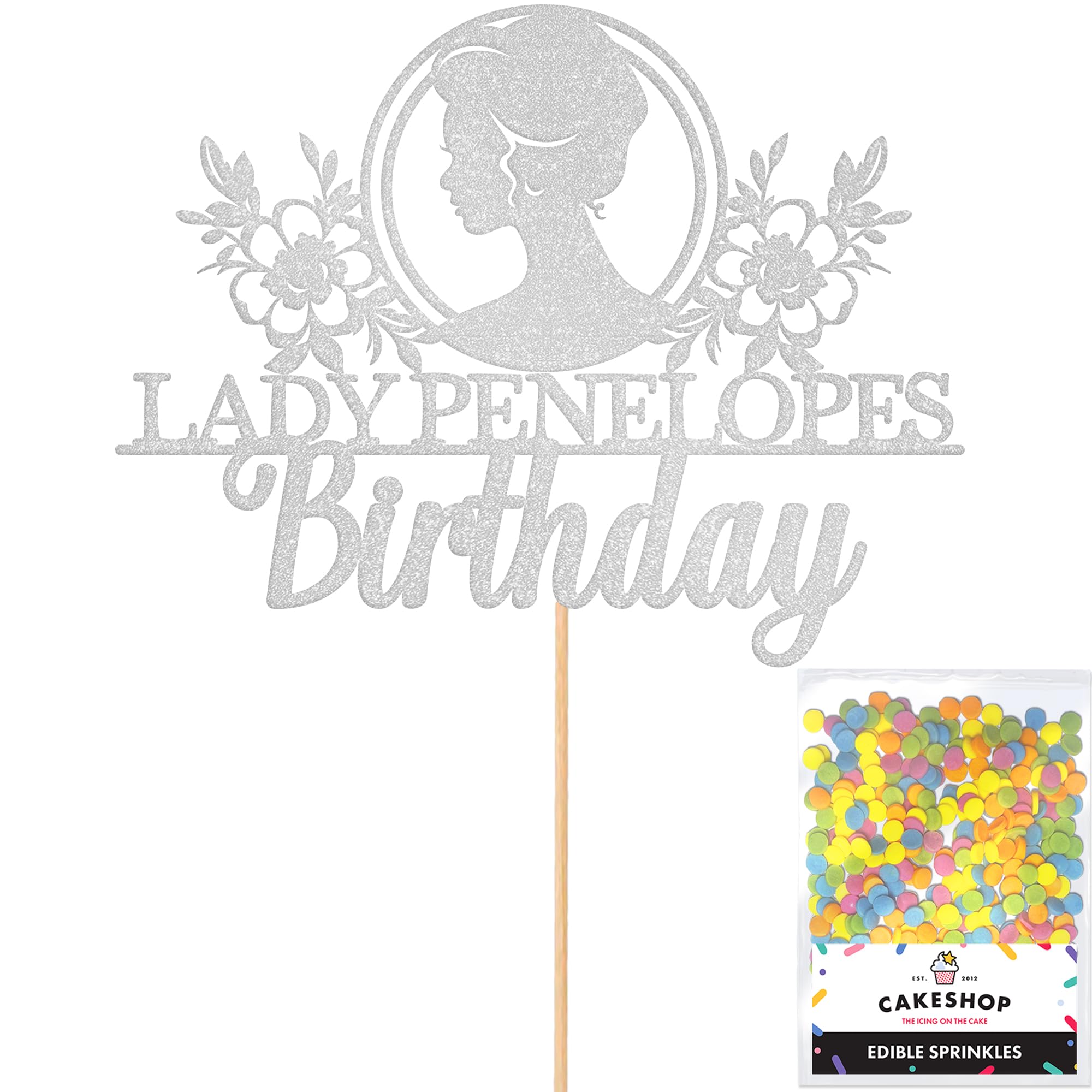 Personalised Bridgerton Themed Glitter Cake Topper - Any Name Glitter Cake Decoration and Sprinkles - Happy Birthday Decorations - Custom Toppers for Cakes by Cakeshop