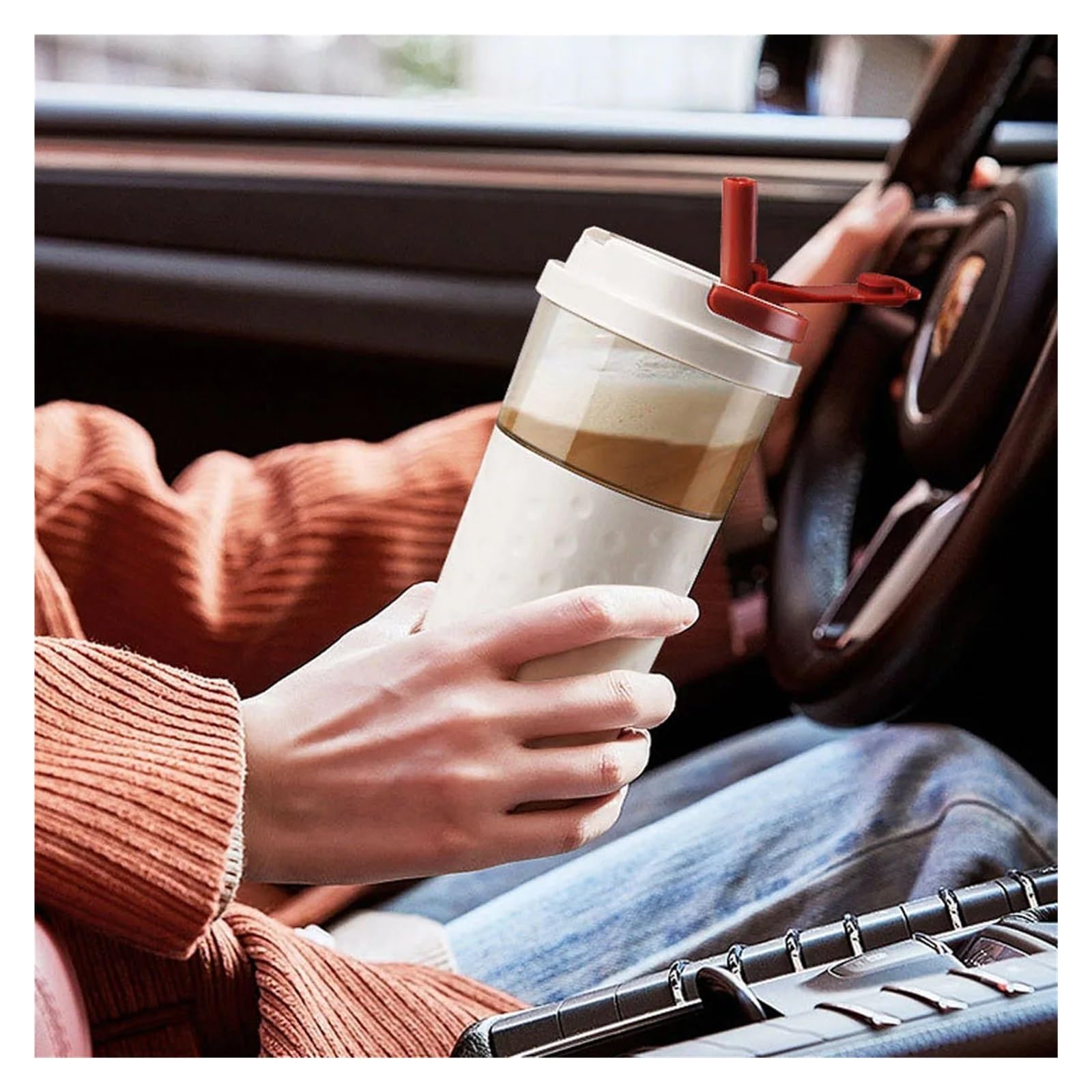 Kaffee-Mixbecher, Tragbare Elektrische Protein-Shaker-Flasche USB Wiederaufladbare Mischbecher For Fitness-Reisen,Selbstrührend(Blue)