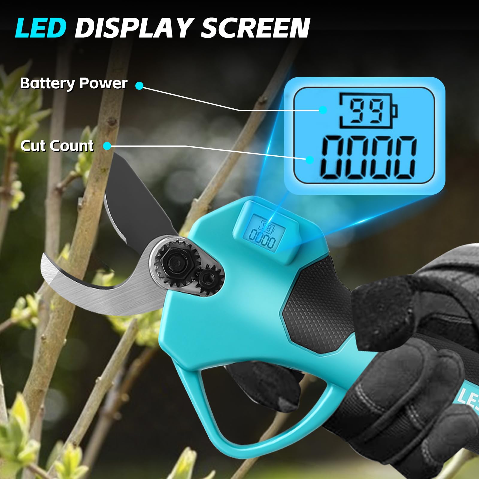 panthem 2 in 1 Akku Astschere Teleskop Elektrische Gartenschere Kompatibel mit Makita 18 V, Maximale Reichweite bis 4.1 m, 43 mm Schnittöffnung, Bürstenlosen Motor mit 2x4000mAh Batterien
