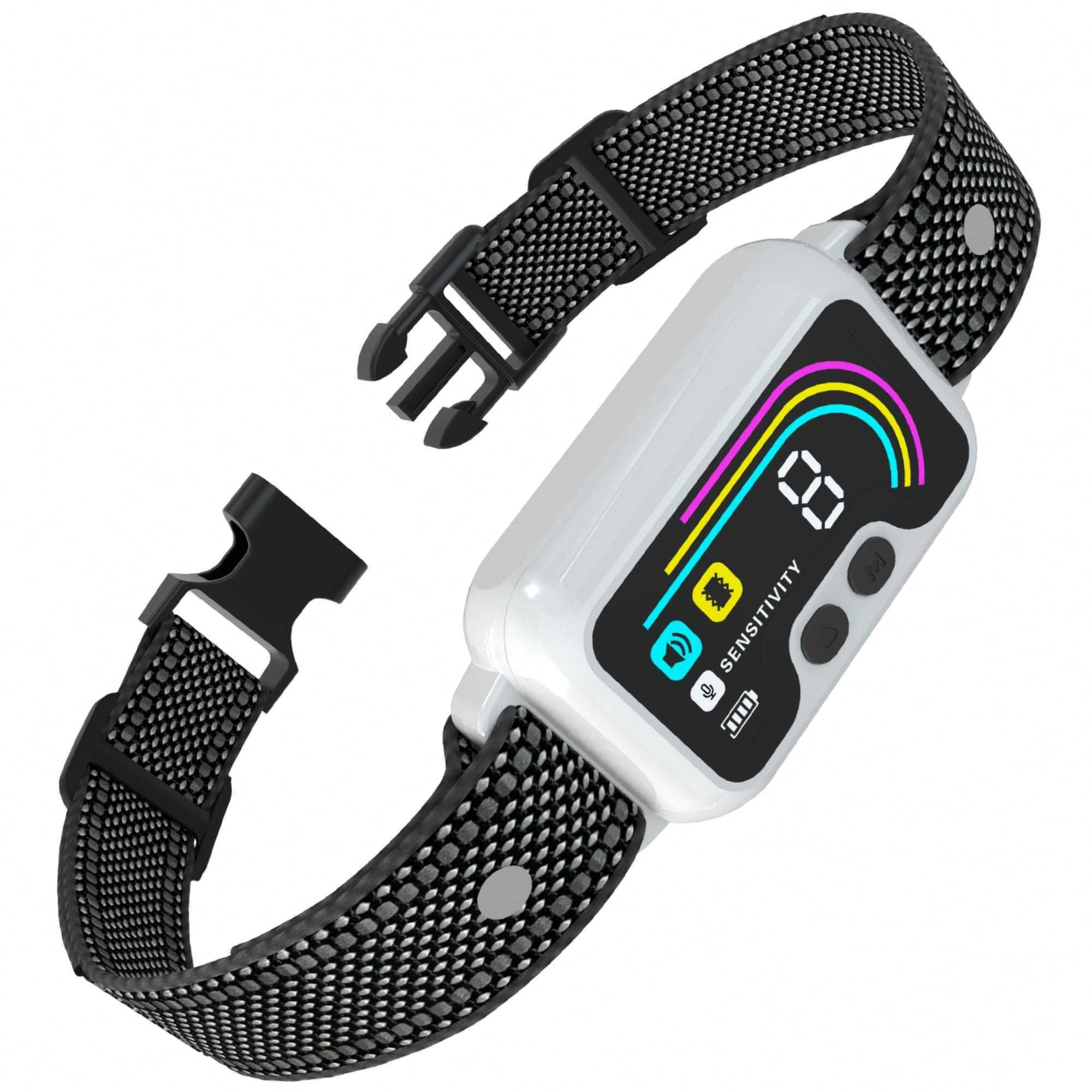 Meloive Collar Antiladridos Perros,Collar Automatico Antiladridos con 3 Modos de Sonido/Vibración/Eficiente,Recargable con 8 Niveles de Sensibilidad,Resistencia al Agua IP67,Blanco