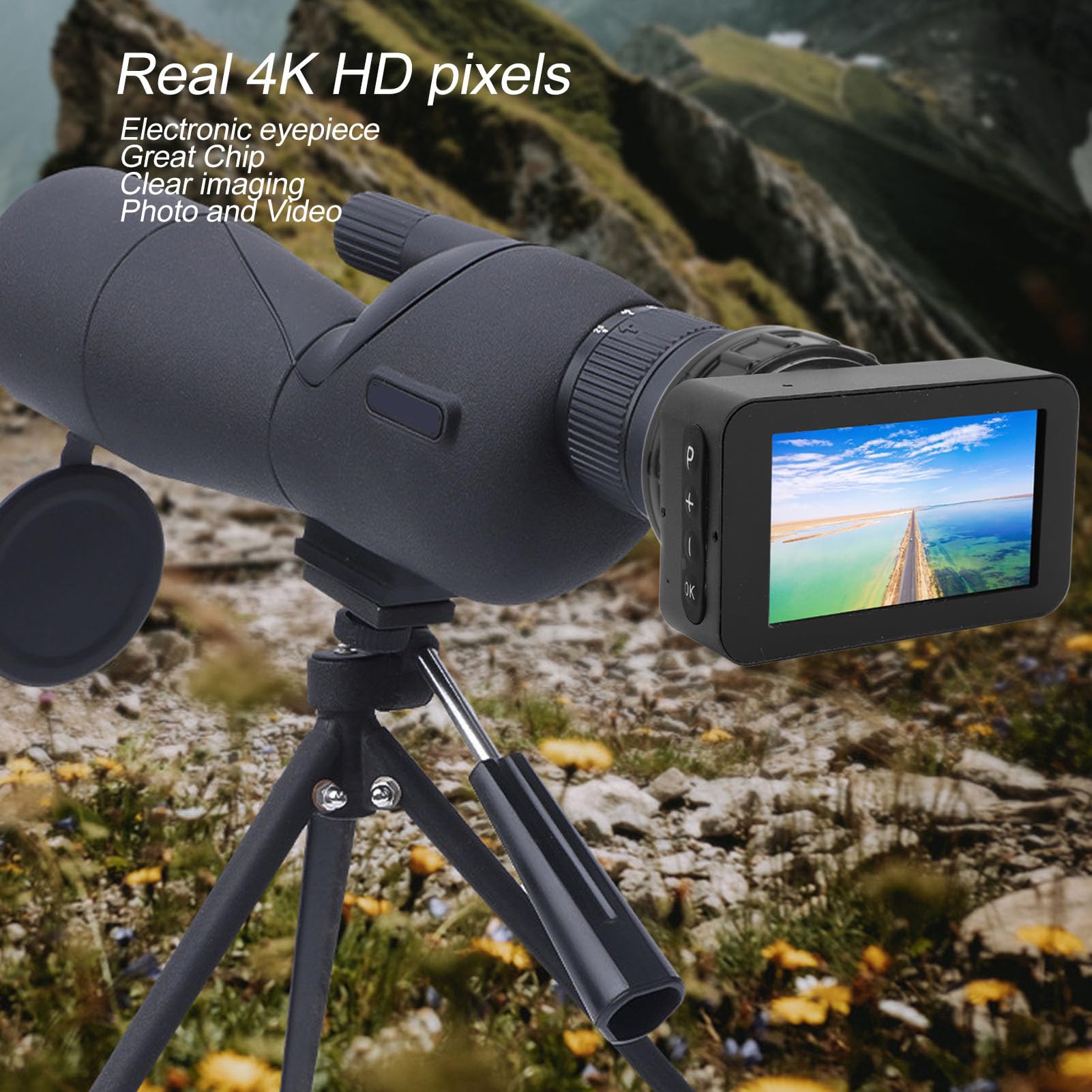 Electronic Eyepiece, 4K HD 5X Zoom Telescope Eyepiece Camera for Astronomy, 3 Inch Color LCD Screen, Support Phone Connection, for Telescopes and Microscopes